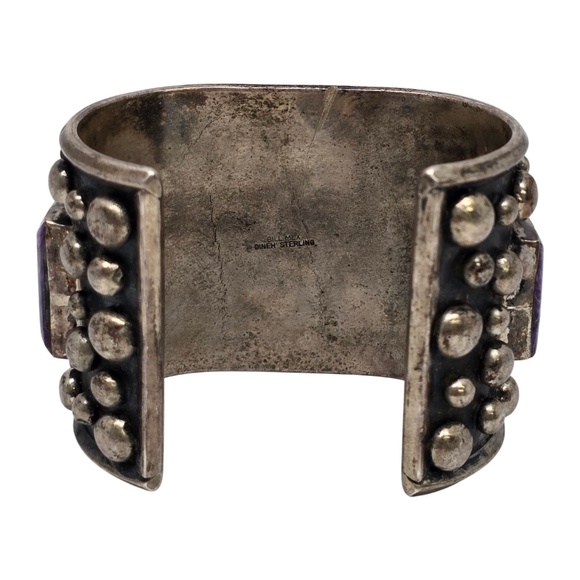 Bill Mex Dineh' Large Sterling Silver Charoite Wide Cuff Bracelet #20983 - Picture 3 of 10
